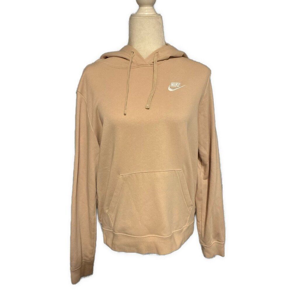 nike solid beige long sleeve Pullover Hoodie Sweatshirt Medium